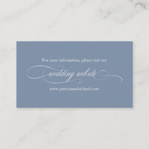 Cartão De Visita Site de Casamento Simples Elegante Azul Empoeirado