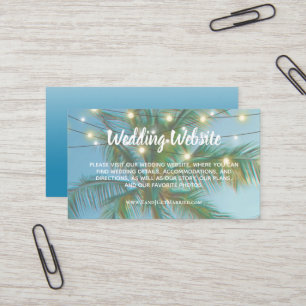 Cartão De Visita Sítio Web de Casamento Luzes Tropicais de Palhas 