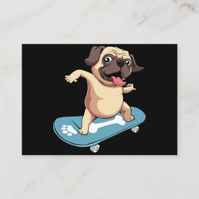 Cartão De Visita Skateboarder Pug Skateboard (Frente)