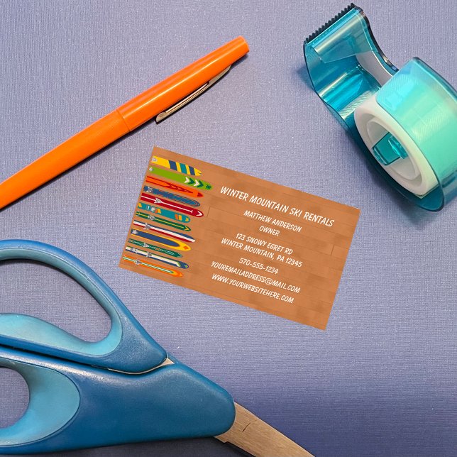 Cartão De Visita Ski Rentals Skiing Instructors Custom (Criador carregado)