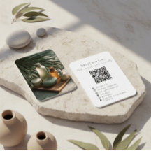 Skincare Brand Business Card with Photo and QR Cod
