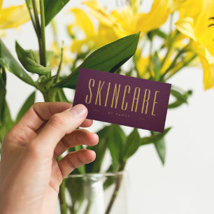 Cartão De Visita Skincare Burgundy E Dourado Minimalista Simples