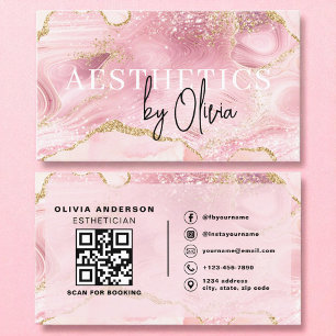 Cartão De Visita Skincare Estheticista Código QR Corante Rosa