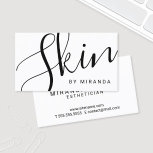 Cartão De Visita Skincare preto e branco moderno profissional