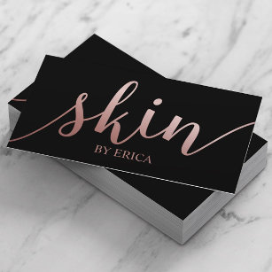Cartão De Visita Skincare Salon Spa Estheticista Rosa Dourado e Pre