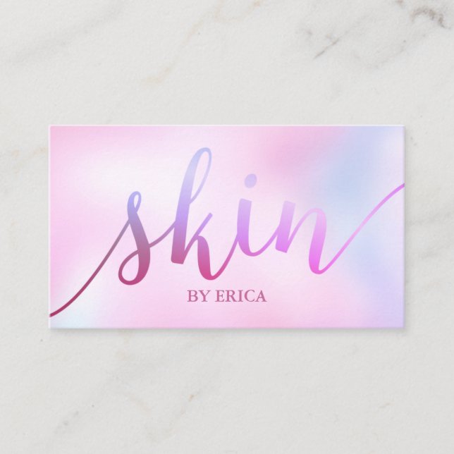 Cartão De Visita Skincare Salon Spa Estheticista Watercolor Rosa (Frente)