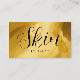 Cartão De Visita Skincare Typografia Dourada Traço de Pincel
