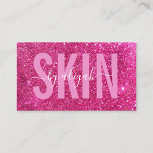 Cartão De Visita Skincare Typografia Glitter Rosa Esbranquiçada