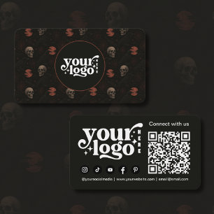 Cartão De Visita Skulls & Ravens Dark Halloween Código QR