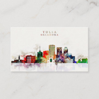 Cartão De Visita Skyline de Tulsa da aguarela