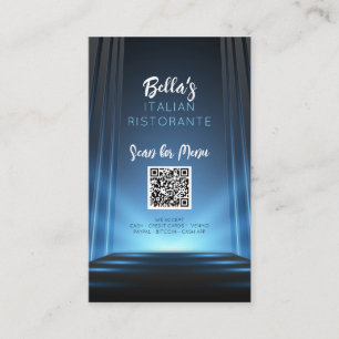 Cartão De Visita Slate Blue Menu Restaurante QR Code Sinal Comercia