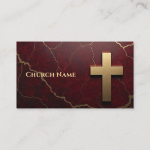 Cartão De Visita Sleek Burgundy Marble com Ouro Cross
