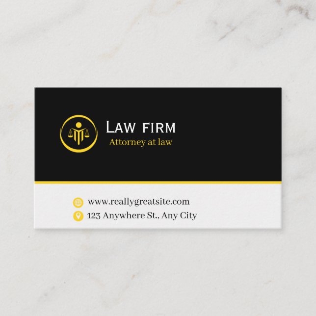 Cartão De Visita Sleek Law & Justice Business Card | Attorney  (Frente)