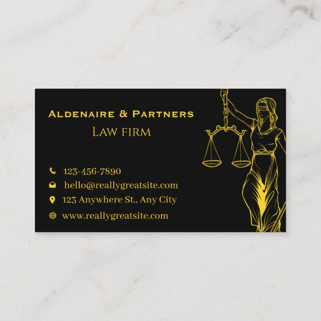 Cartão De Visita Sleek Law & Justice Business Card | Attorney (Verso)