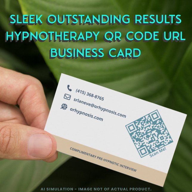 Cartão De Visita Sleek Outstanding Results Hypnotherapy QR Code URL (Criador carregado)