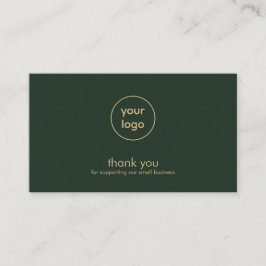 Cartão De Visita Small Business Logo Thank You Card Olive Gold