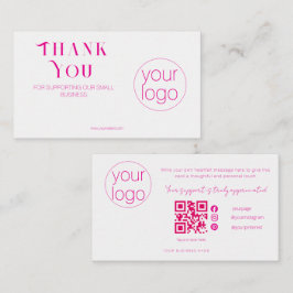 Cartão De Visita Small Business Logo Thank You QR Card Blush Pink