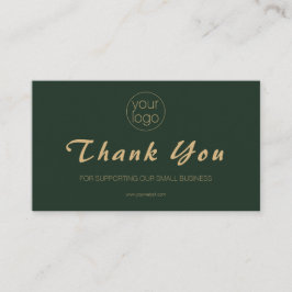 Cartão De Visita Small Business Logo Thank You QR Card Olive Gold