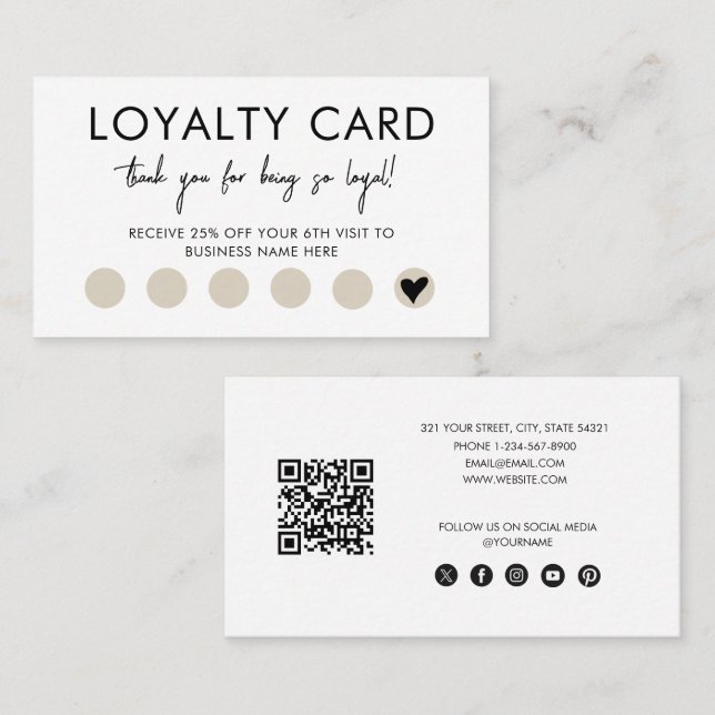 Cartão De Visita Small Business QR Code Loyalty Reward Discount (Frente/Verso)