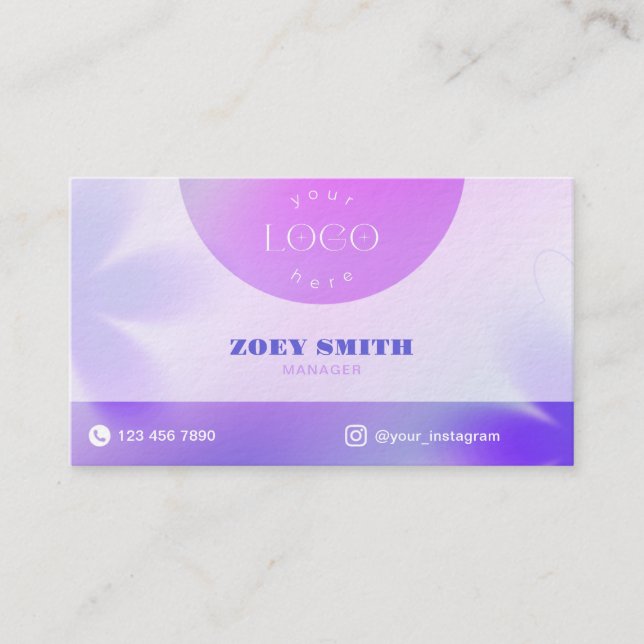 Cartão De Visita Smart Card de gradiente roxo para técnicos e salõe (Frente)