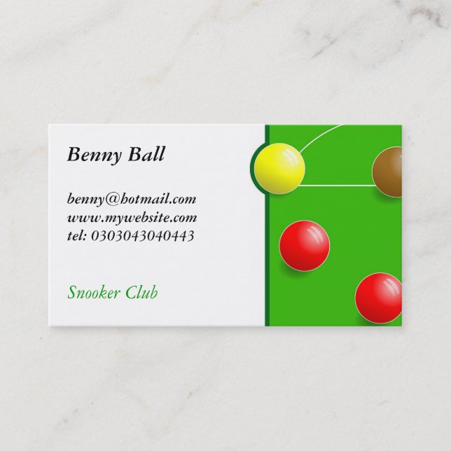 Cartão De Visita Snooker (Frente)