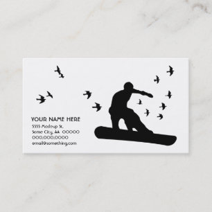 Cartão De Visita snowboard com pássaros