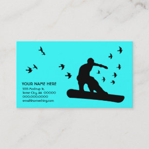 Cartão De Visita snowboard com pássaros: cor personalizável