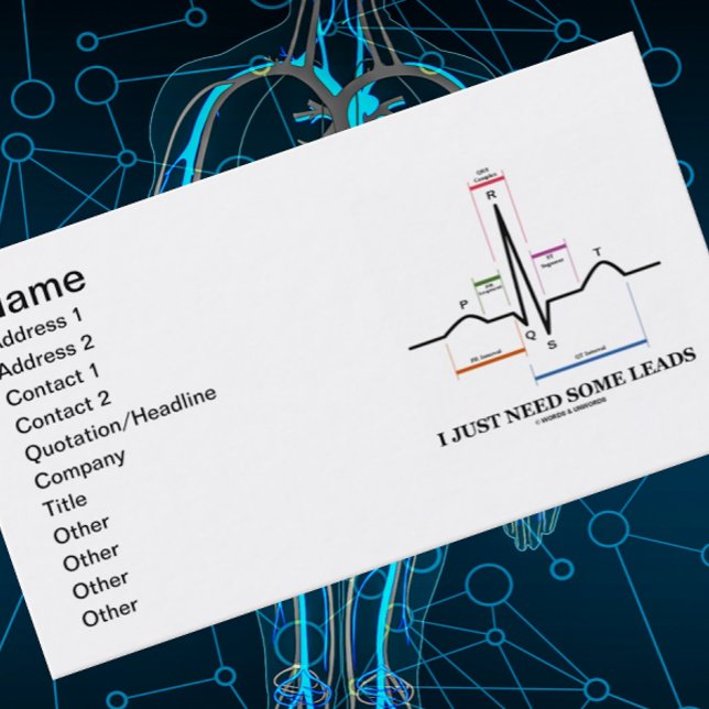 Cartão De Visita Só preciso de alguns condutores (eletrocardiograma (Medical personnel will enjoy introductions w/ humor w/ this "I Just Need Some Leads" biz card
)