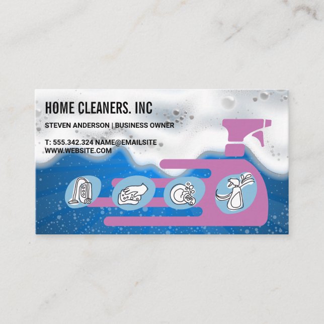 Cartão De Visita Soap Bubbles | Cleaning Services Icon (Frente)