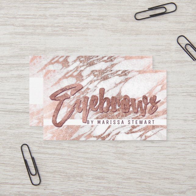 Cartão De Visita Sobrancelhas de mármore Dourados elegantes chiques (Frente/Verso In Situ)