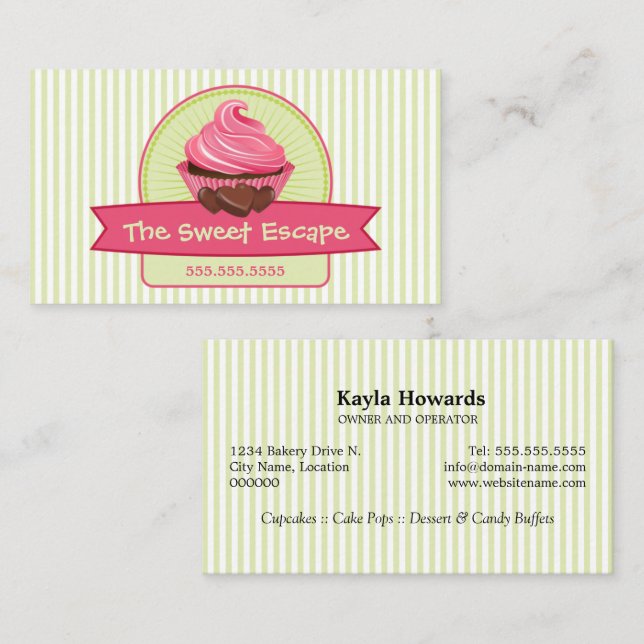 Cartão De Visita Sobremesas à moda do cupcake (Frente/Verso)