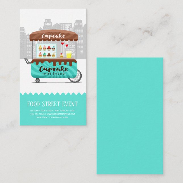 Cartão De Visita Sobremesas doces cupcakes de rua comida (Frente/Verso)