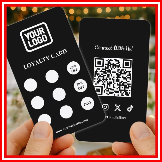 Cartão De Visita Social Media Connect With Us QR Code Loyalty Card (Criador carregado)