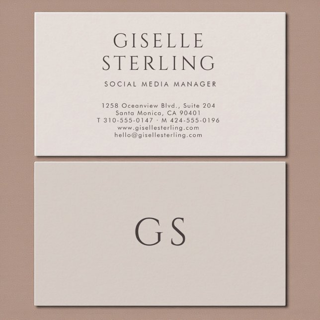 Cartão De Visita Social Media Manager Luxury Neutral Modern (Criador carregado)