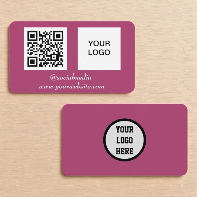 Cartão De Visita Social media QR Code Pink Professional Moderno (Criador carregado)