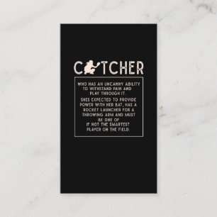 Cartão De Visita Sofball Catcher Girl Engraçada Humor Jogador de B