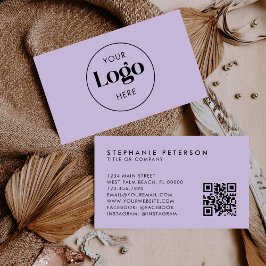 Cartão De Visita Soft Lavender Elegant Custom Company Logo QR Code