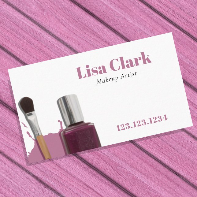 Cartão De Visita Soft Mauve Brush Beauty Tools Makeup Artist (Criador carregado)