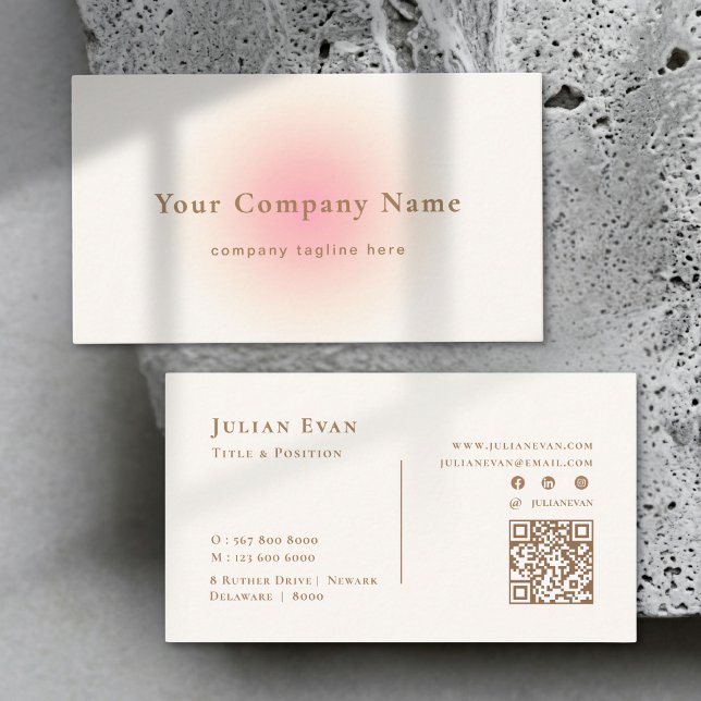 Cartão De Visita Soft Pastel Blush Pink Neutral Ombre Elegant (Soft Pastel Blush Pink Neutral Ombre Elegant Business Card)