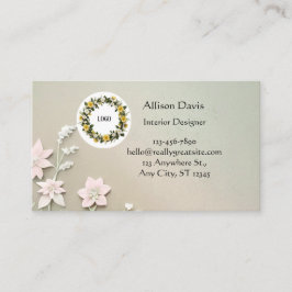 Cartão De Visita Soft Pastel Green Floral 