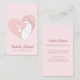 Cartão De Visita Soft Pink Maternity Doula Identity Illustration