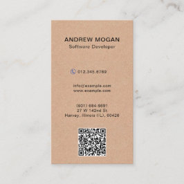 Cartão De Visita Software Developer Kraft Style Texture