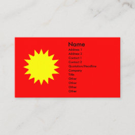 Cartão De Visita Sol Amarelo Brilhante no Fundo Vermelho Solar