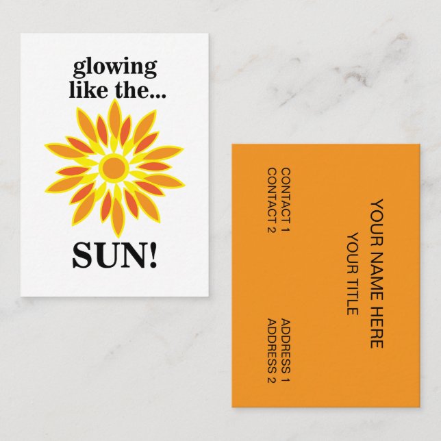 Cartão De Visita Sol Brilhando Como O Sol (Frente/Verso)
