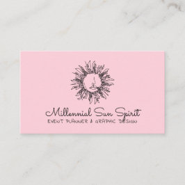 Cartão De Visita Sol Celestial Espiritual Abstrato Milenar Rosa