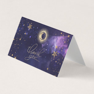 Cartão De Visita Sol Celestial,Lua,Estrelas Roxo