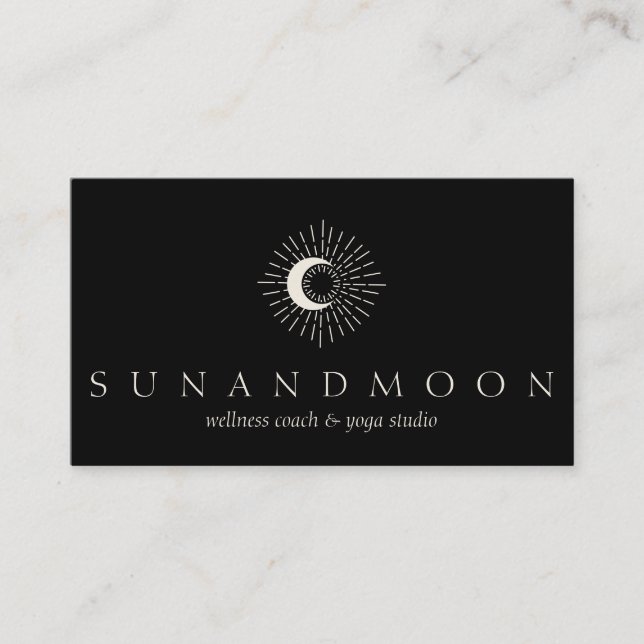Cartão De Visita Sol da Lua Preta com Calor de Energia Espiritual (Frente)