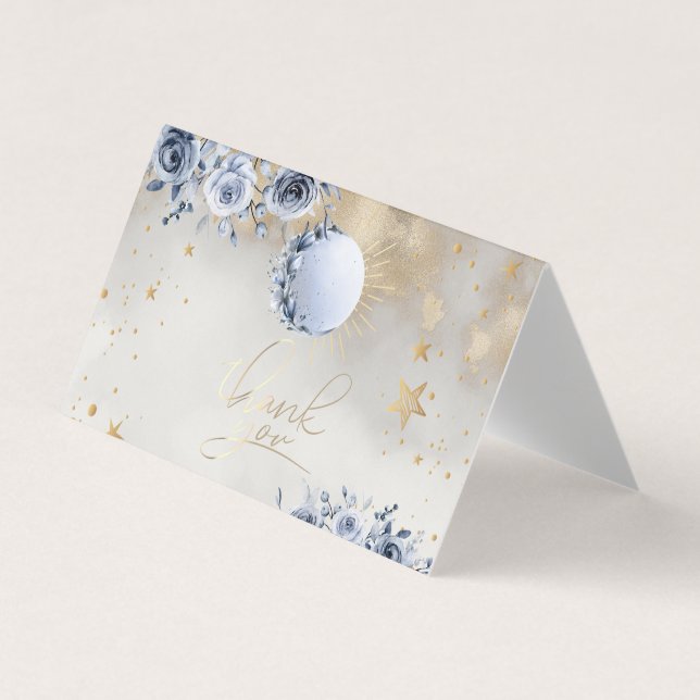 Cartão De Visita Sol Dourado Celestial Estrelas Lua Rosa Céu Noite (Frente)