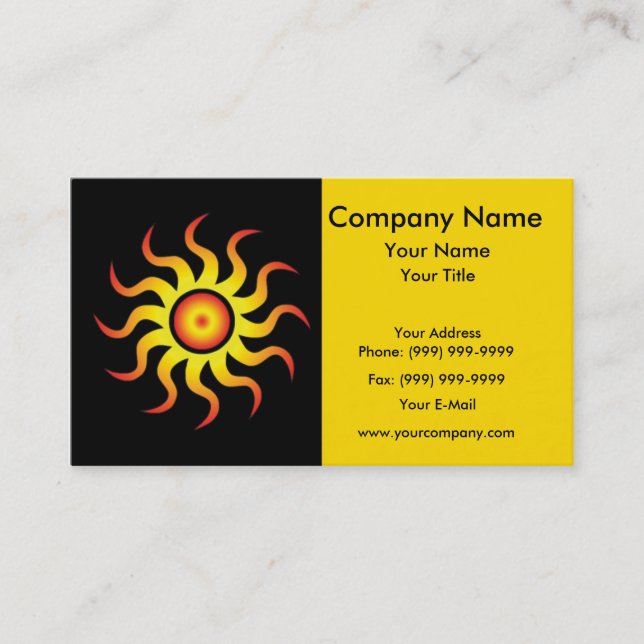 Cartão De Visita Sol tribal energético (Frente)