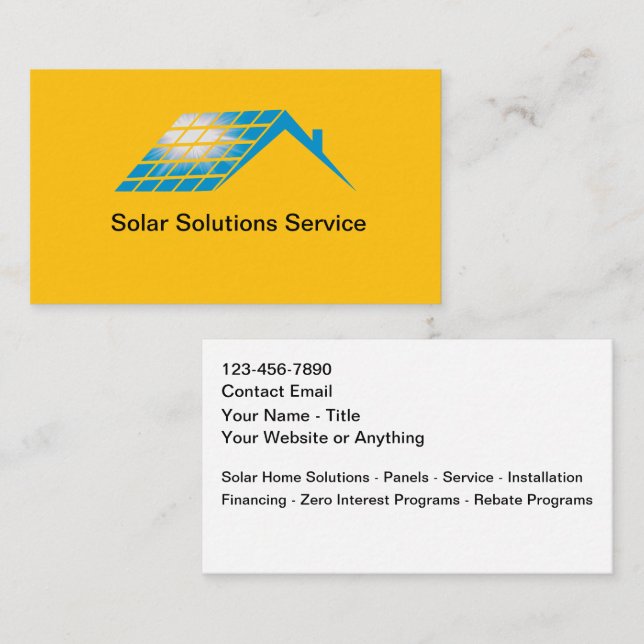 Cartão De Visita Solar Home Solutions Business Cards (Frente/Verso)